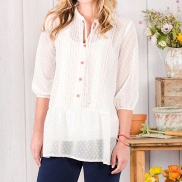 Matilda Jane Light the Way Pullover White Peplum Top Blouse Small - Picture 1 of 3